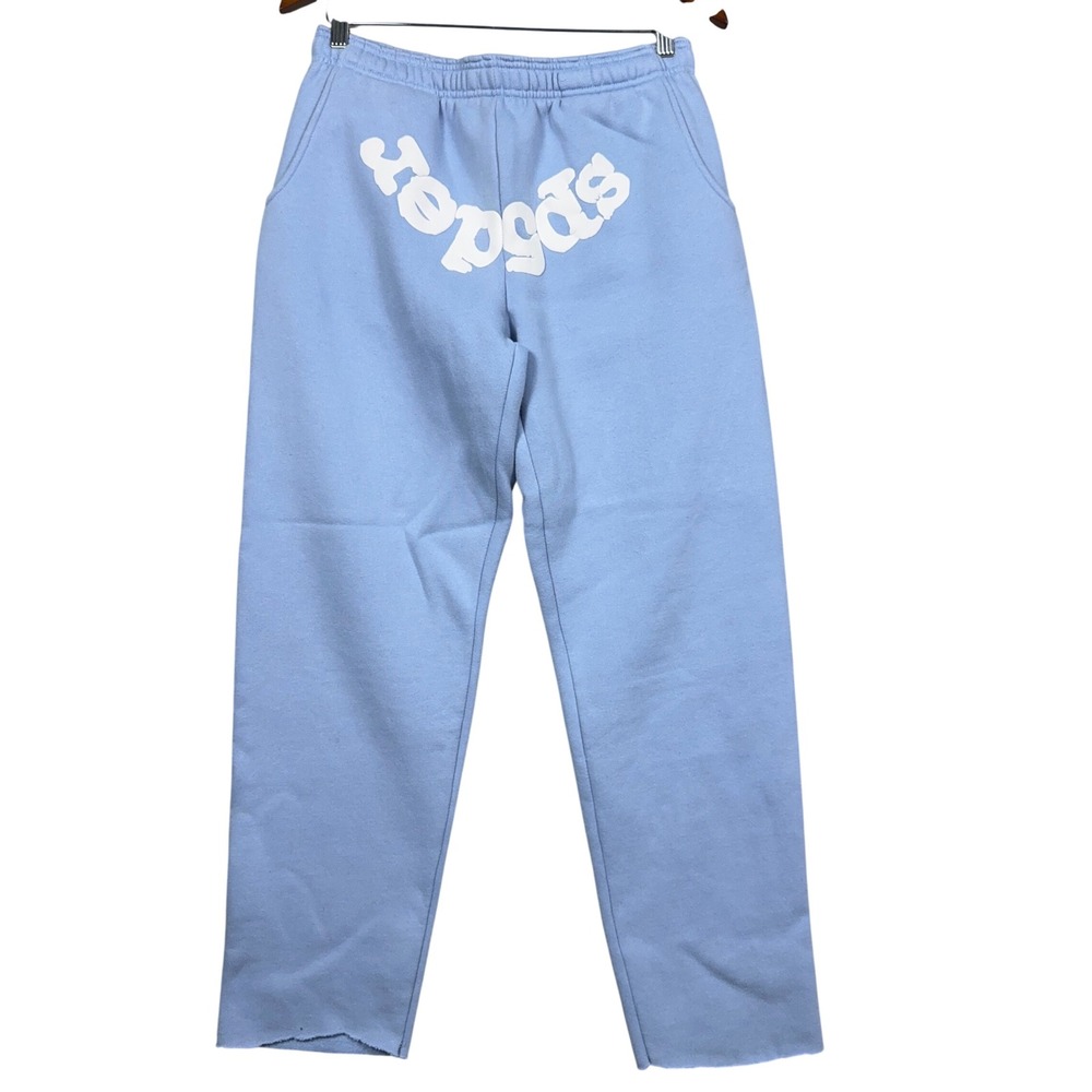 Sp5der Classic Sweatpants Mens Size Medium Blue Streetwear Baggy